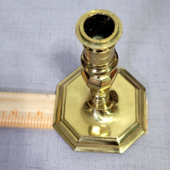 Vintage 60s Mid Century Set of 2 Brass 5.5" Candlestick Holders Made‎ in Japan - Picture 13 of 13